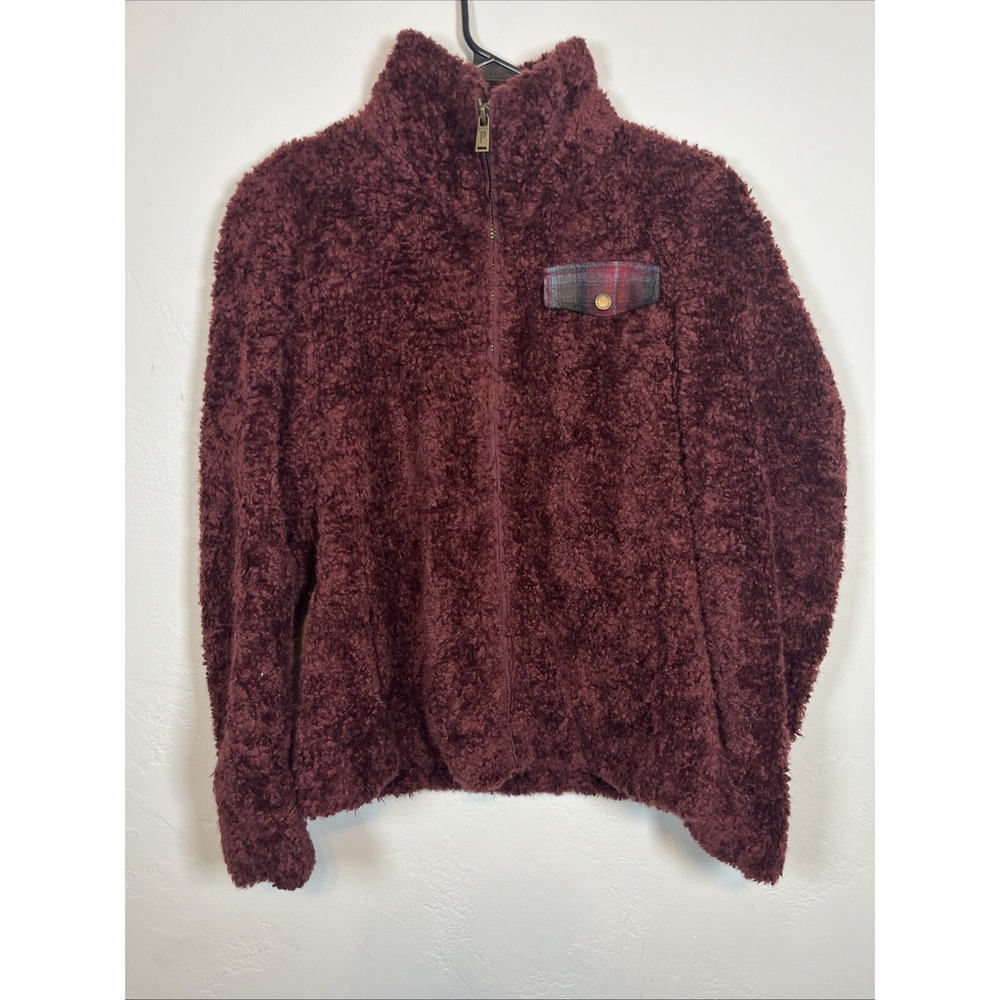 PENDLETON Men's Fleece Jacket Plaid Accents Deep Pile Sherpa Small Ex Cond!